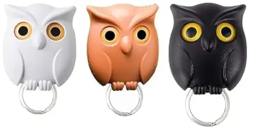 AGAS Magnetic Owl Key Holder Cute,Night Owl Keyring Holder, Automatic Open Close Eyes Creative Key Hanger Holder (PACK of 3)